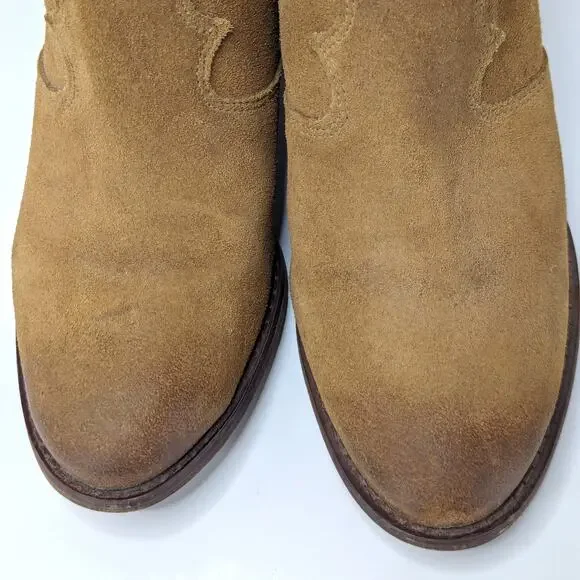 Marc Fisher Stefani Ankle Bootie Boot Suede Leather Brown Western Cowboy Tan 6 - Picture 6 of 12